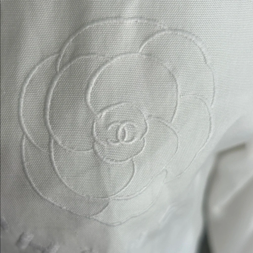 Chanel White Dress Shirt for with CHANEL Embroidery Sz S